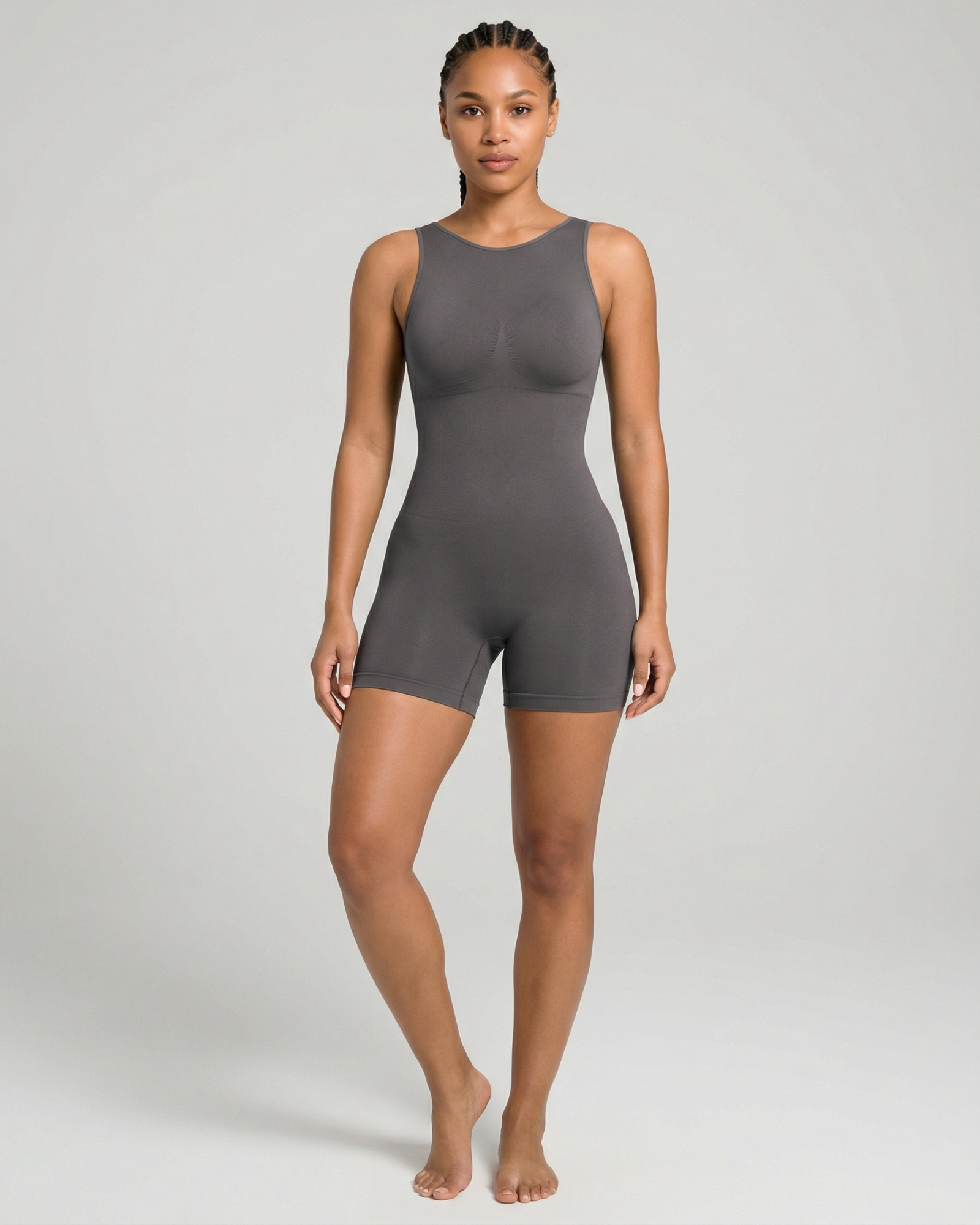 Pear Shapewear Harper Scoop Back Mid-Thigh Bodysuit Smoke Gray 10