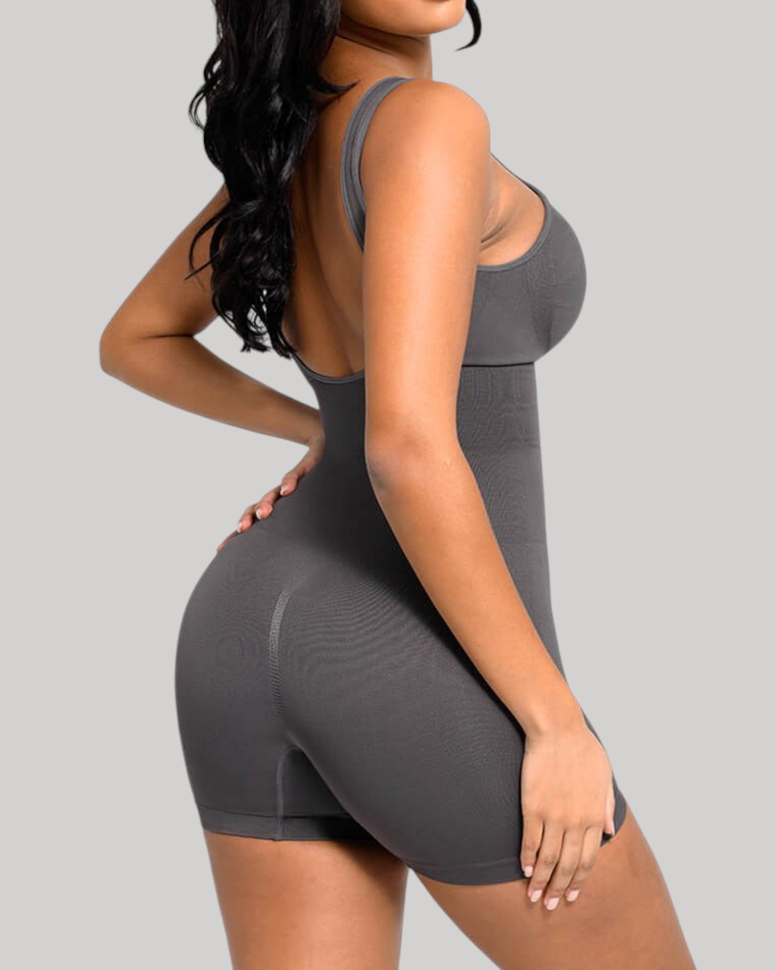 Pear Shapewear Harper Scoop Back Mid-Thigh Bodysuit Gray