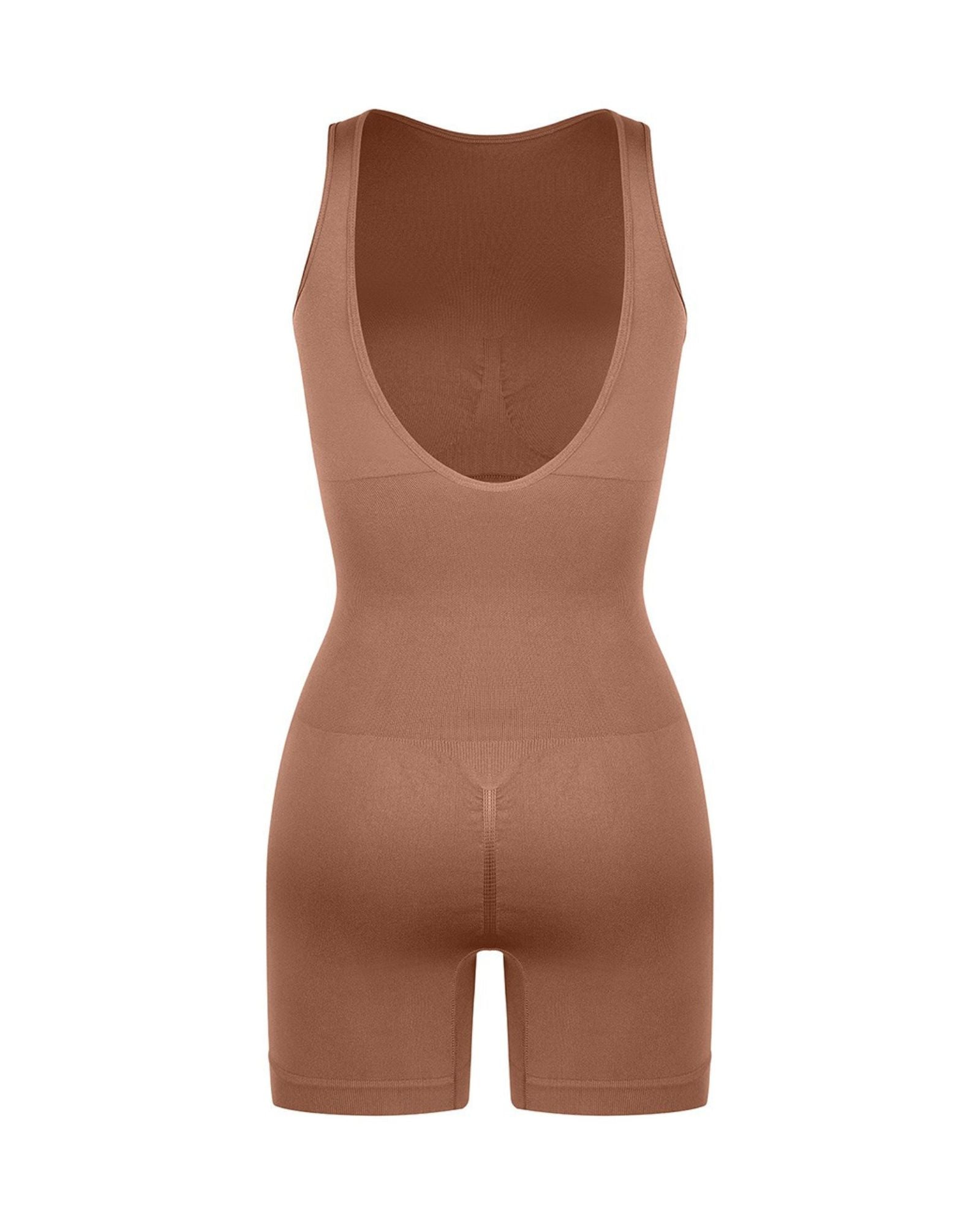 Pear Shapewear Harper Scoop Back Mid-Thigh Bodysuit Mocha Brown 3