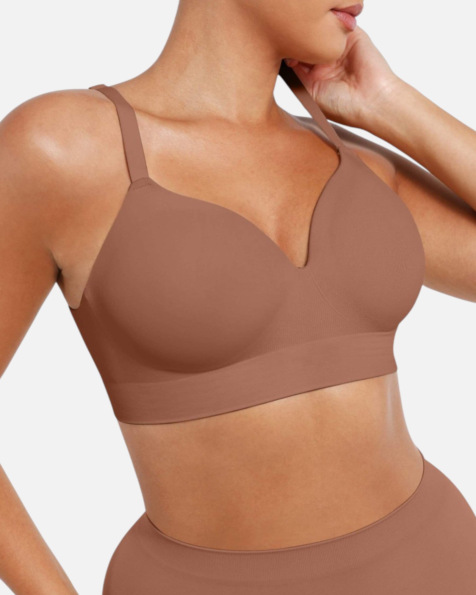 Pear Shapewear Layla Wireless Full Coverage Bra Mocha Brown 1