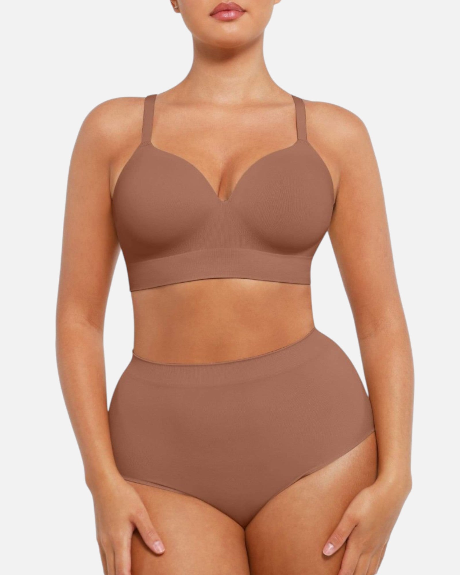 Pear Shapewear Layla Wireless Full Coverage Bra Mocha Brown 4