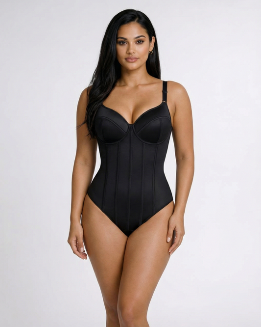 Pear Shapewear Macie Underwire Thong Bodysuit Carbon Black 5 1600