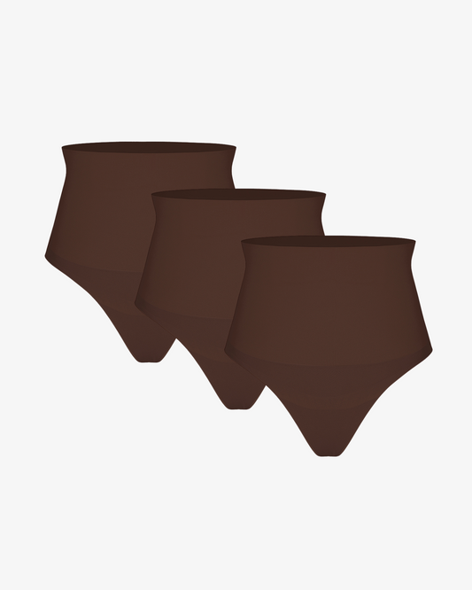 Pear Shapewear Maya High-Waist Thong Brown 3 Pack 1600