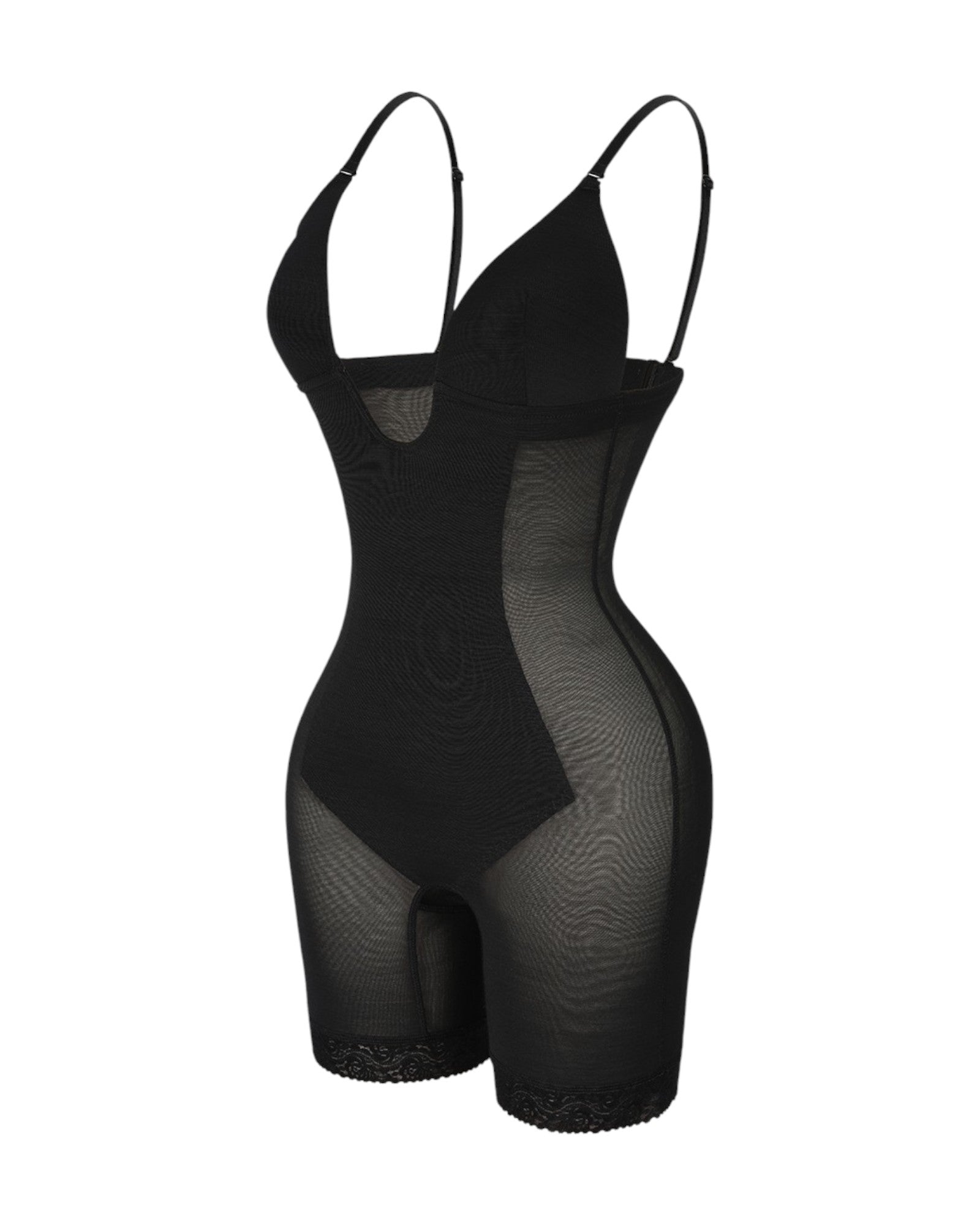 Pear Shapewear Mia Plunge Mid-Thigh Bodysuit Carbon Black 6