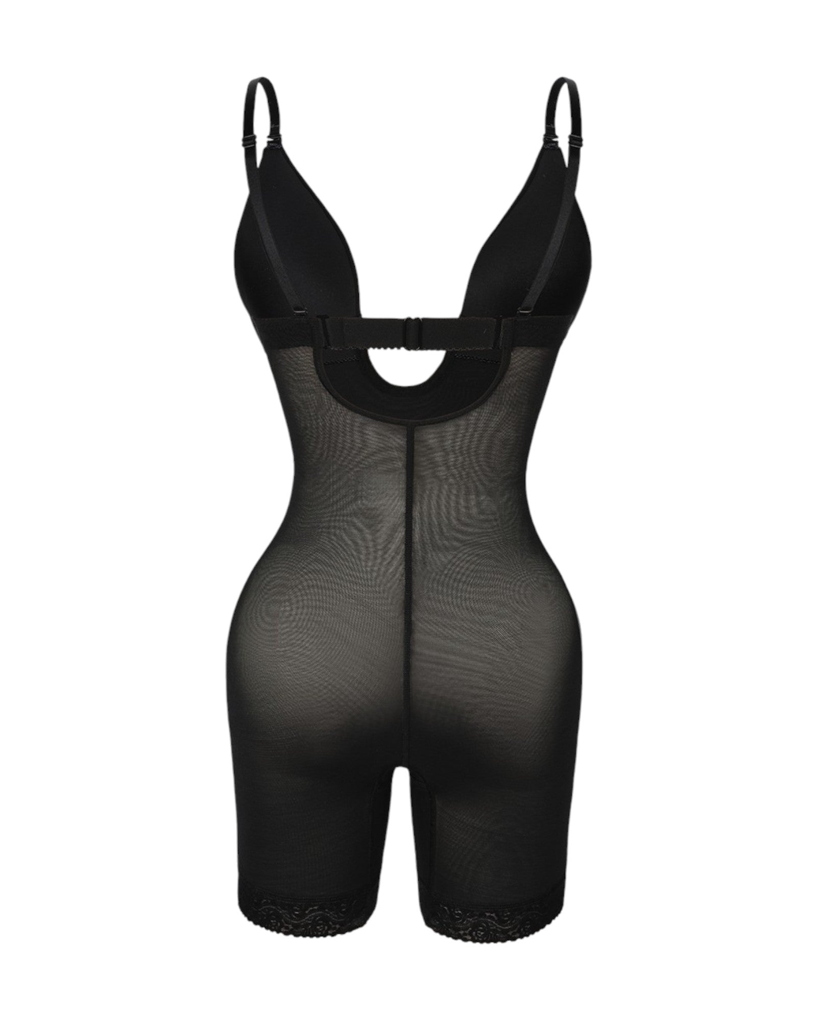 Pear Shapewear Mia Plunge Mid-Thigh Bodysuit Carbon Black 7