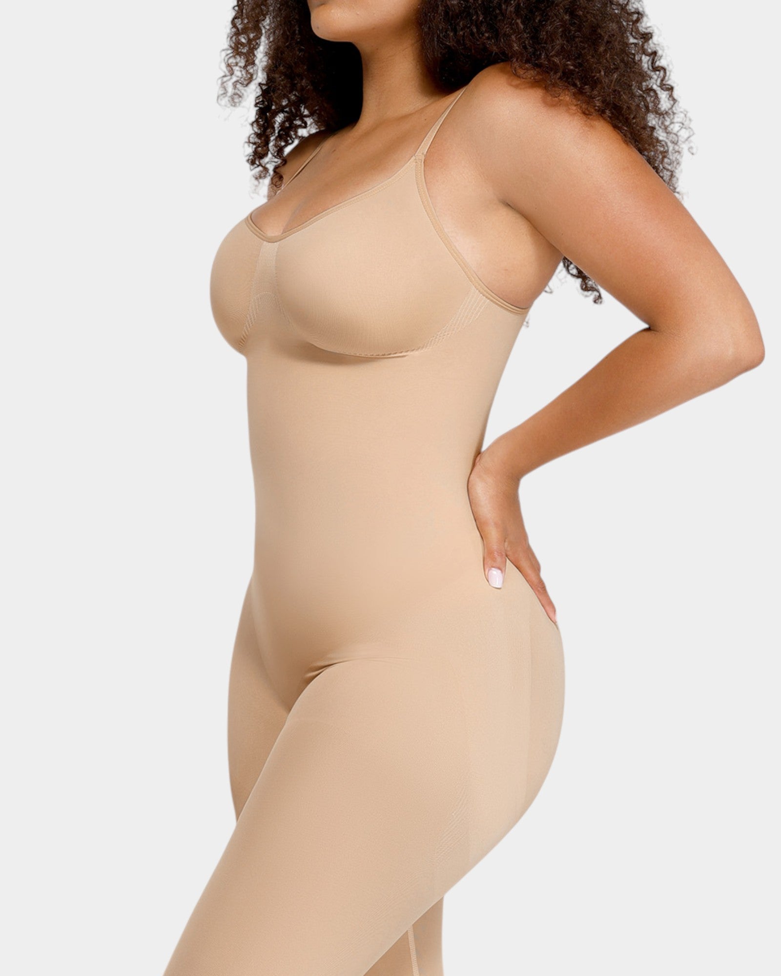 Pear Shapewear Rae Full-Length Bodysuit Champagne Beige 4