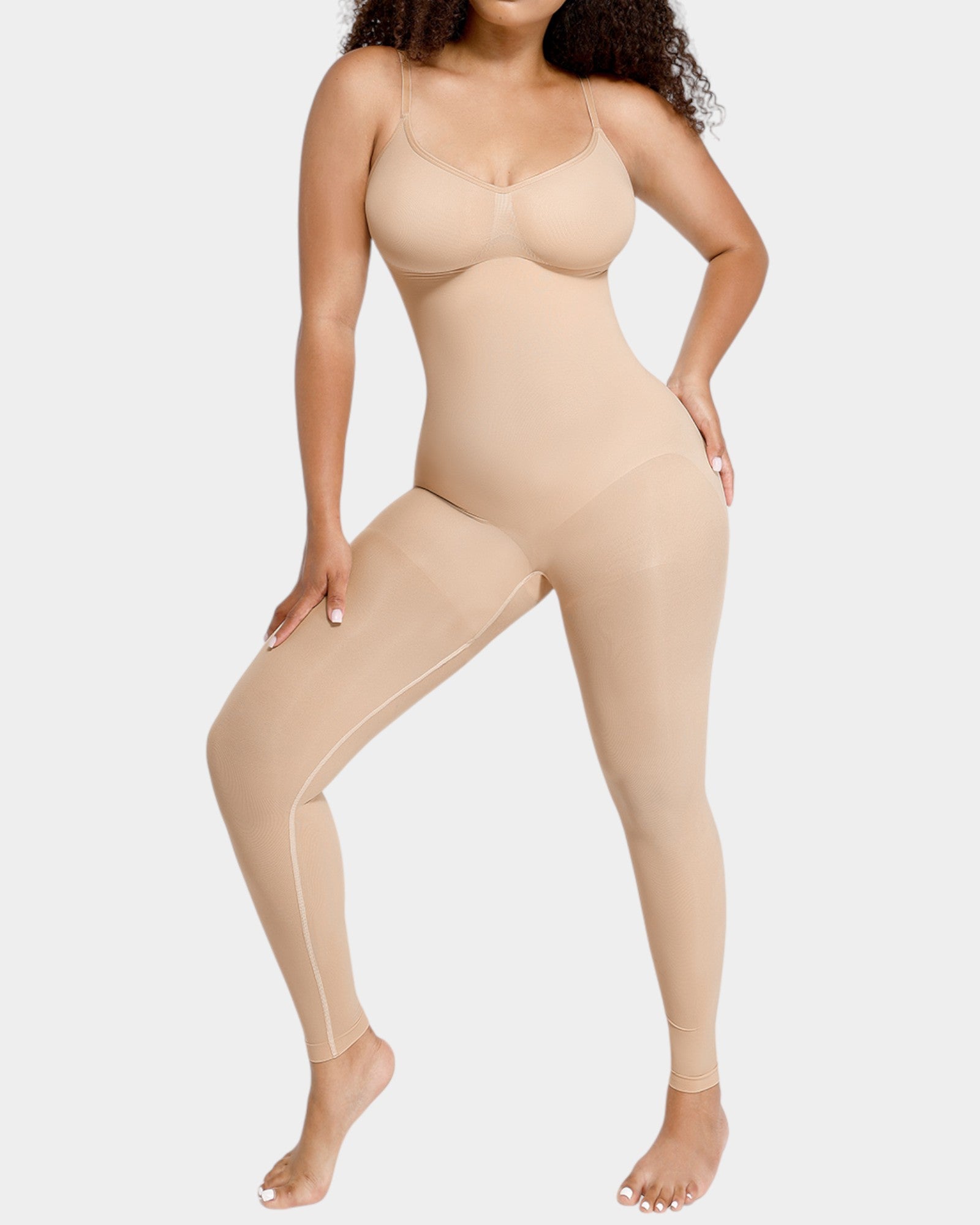 Pear Shapewear Rae Full-Length Bodysuit Champagne Beige 6