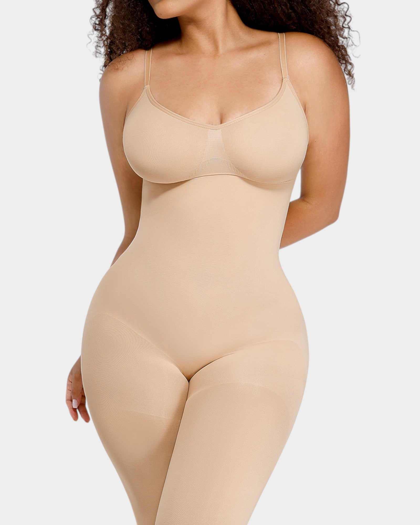 Pear Shapewear Rae Full-Length Bodysuit Champagne Beige 1