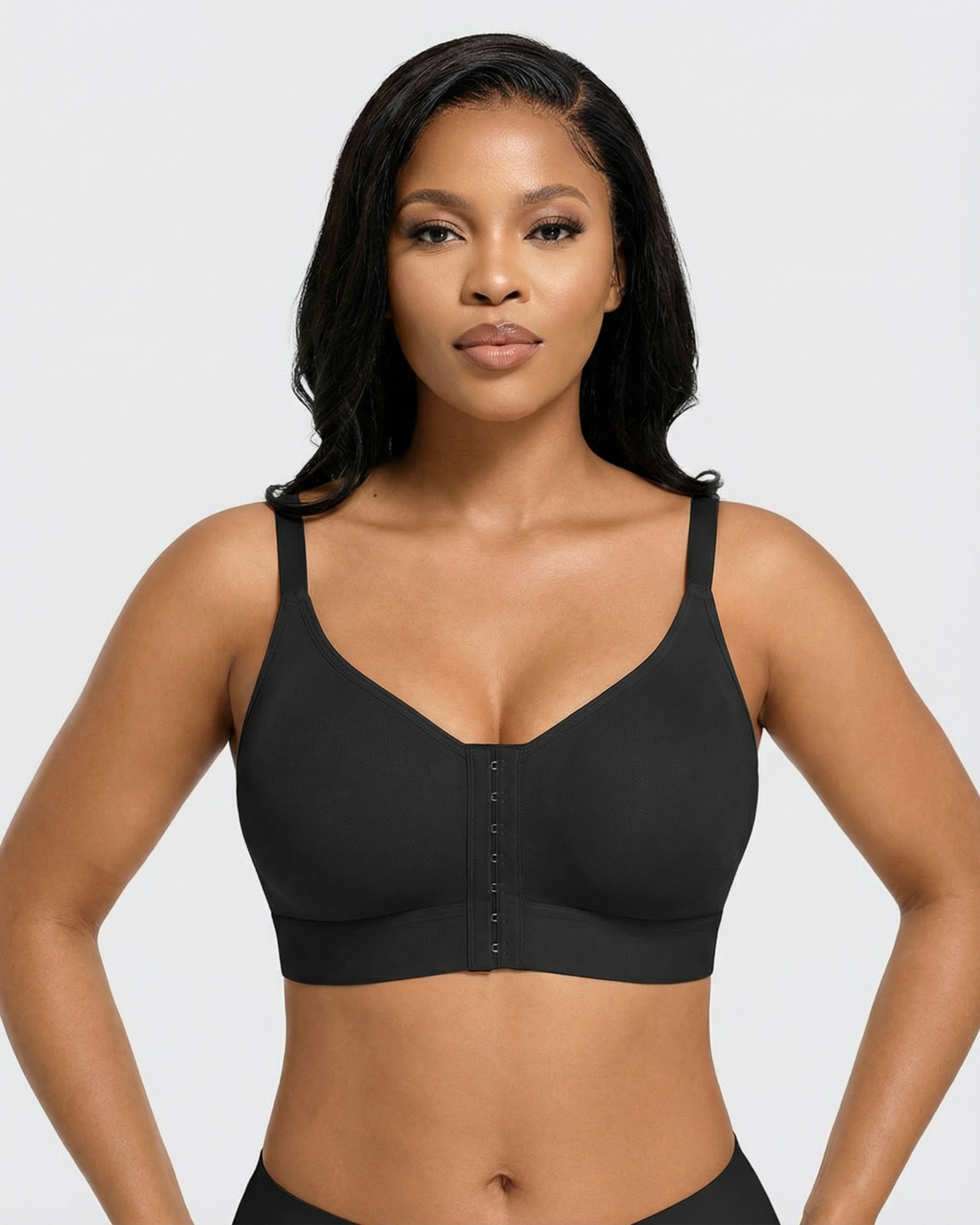 Pear Shapewear Sienna Lightly Lined Front-Closure Bra Carbon Black 7