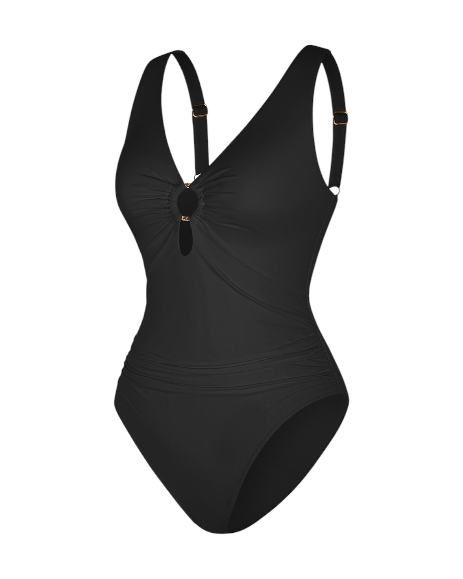 Pear Shapewear Solara Plunge One Piece Swimsuit Carbon Black 2