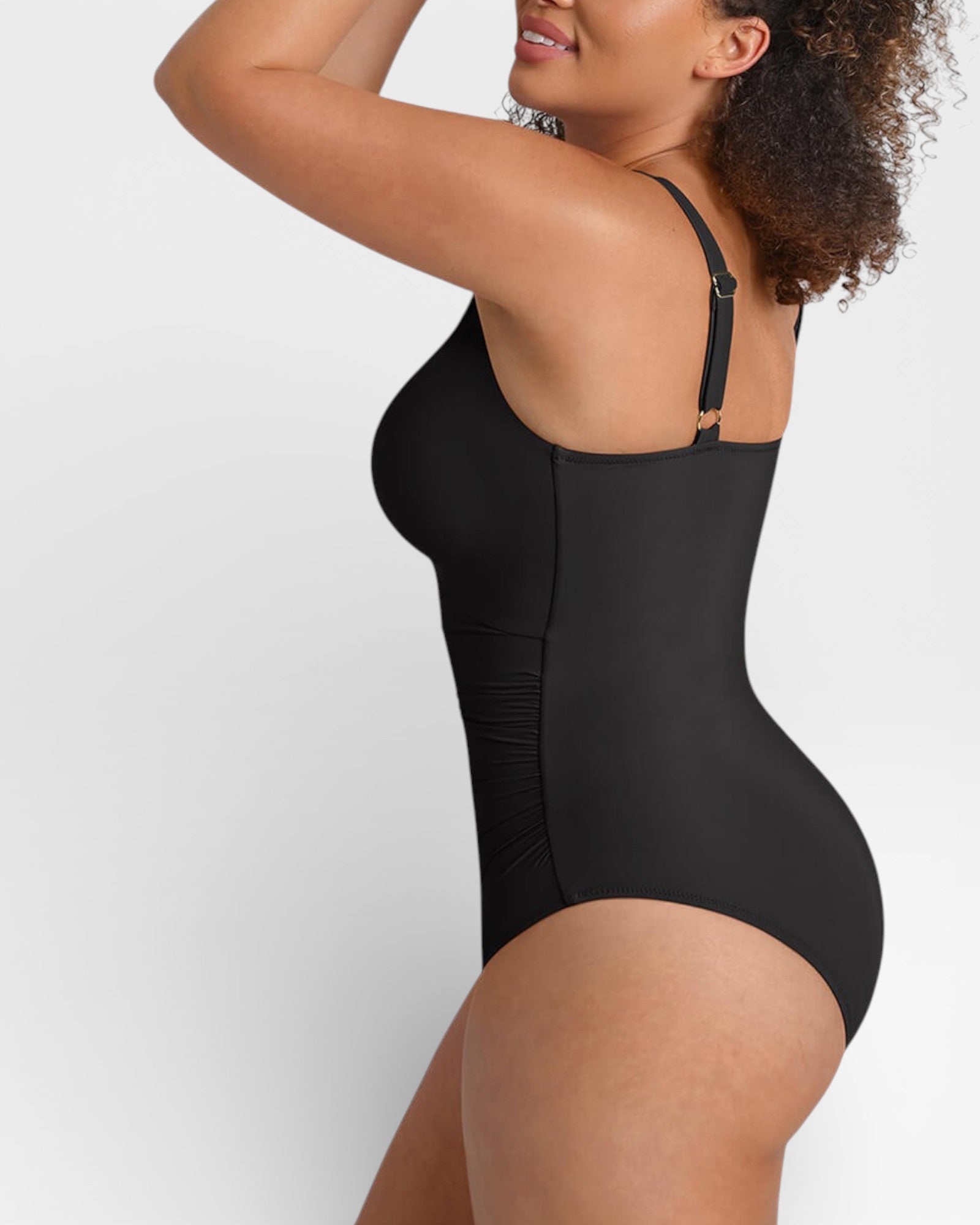 Pear Shapewear Solara Plunge One Piece Swimsuit Carbon Black 3