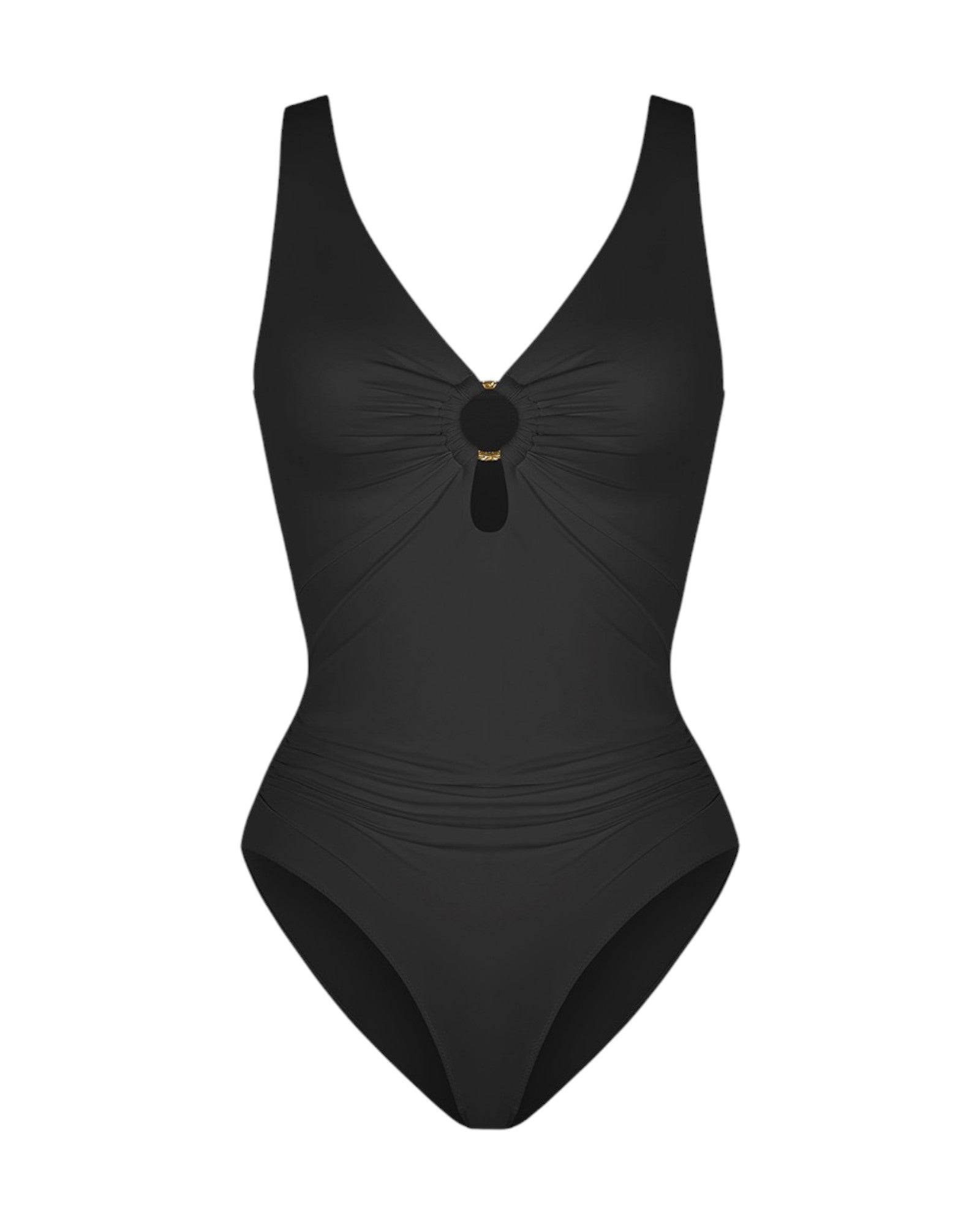 Pear Shapewear Solara Plunge One Piece Swimsuit Carbon Black 8