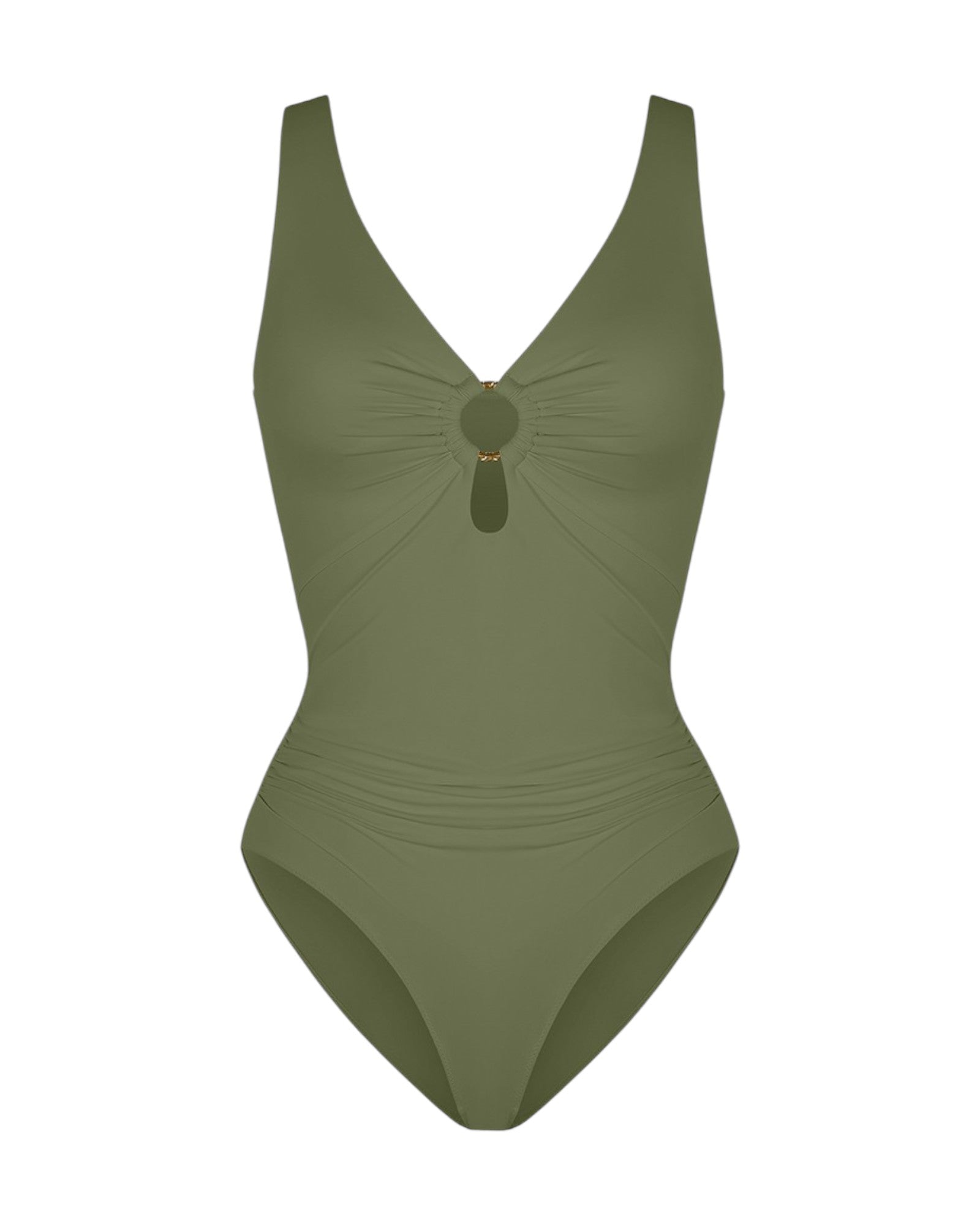 Pear Shapewear Solara Plunge One Piece Swimsuit Green 1