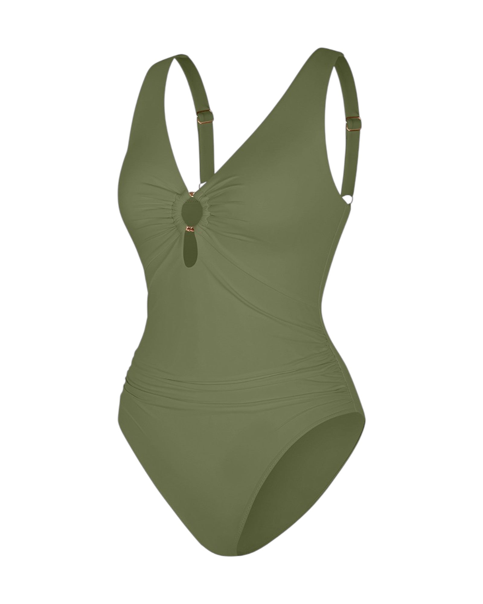 Pear Shapewear Solara Plunge One Piece Swimsuit Green 2