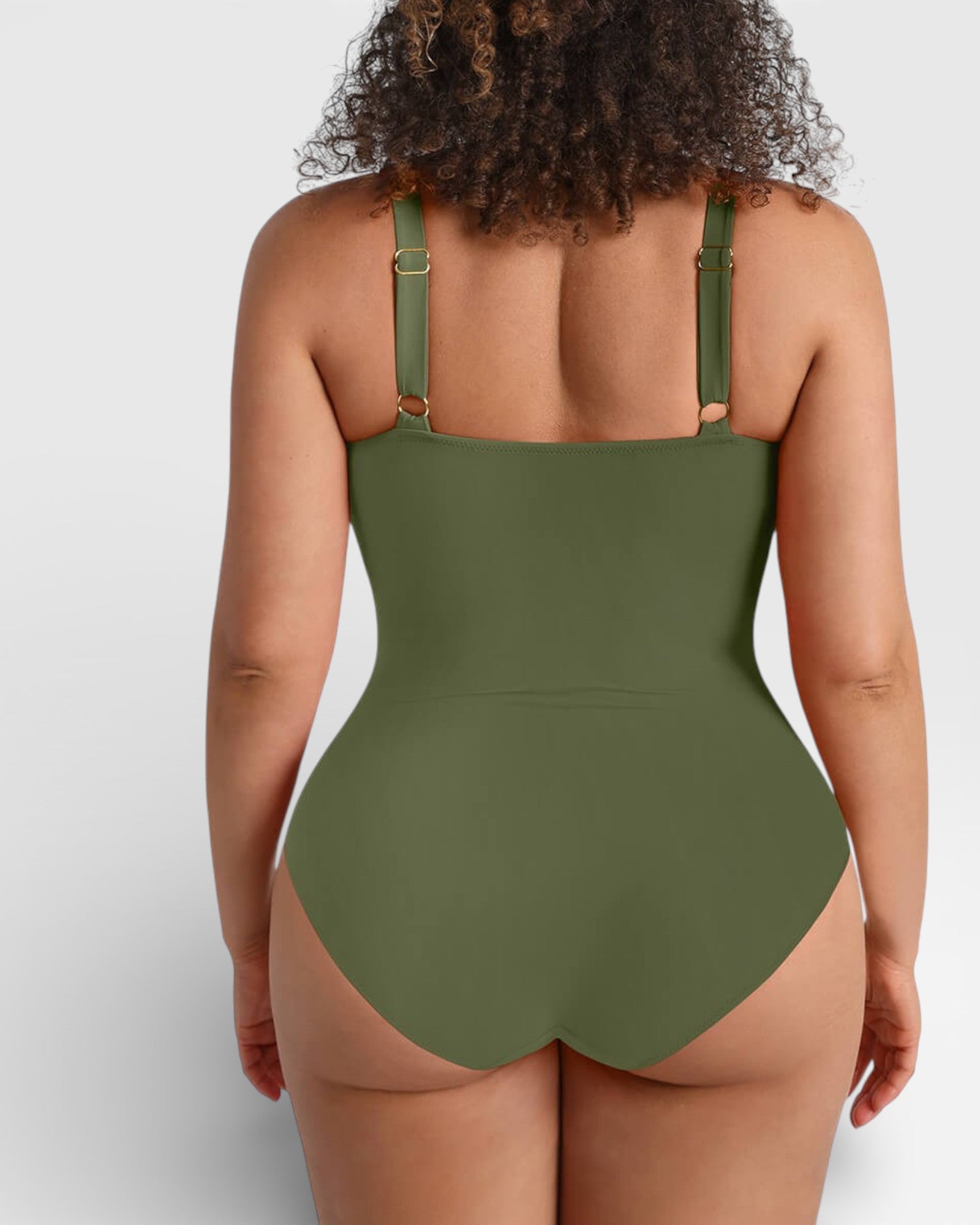 Pear Shapewear Solara Plunge One Piece Swimsuit Green 5