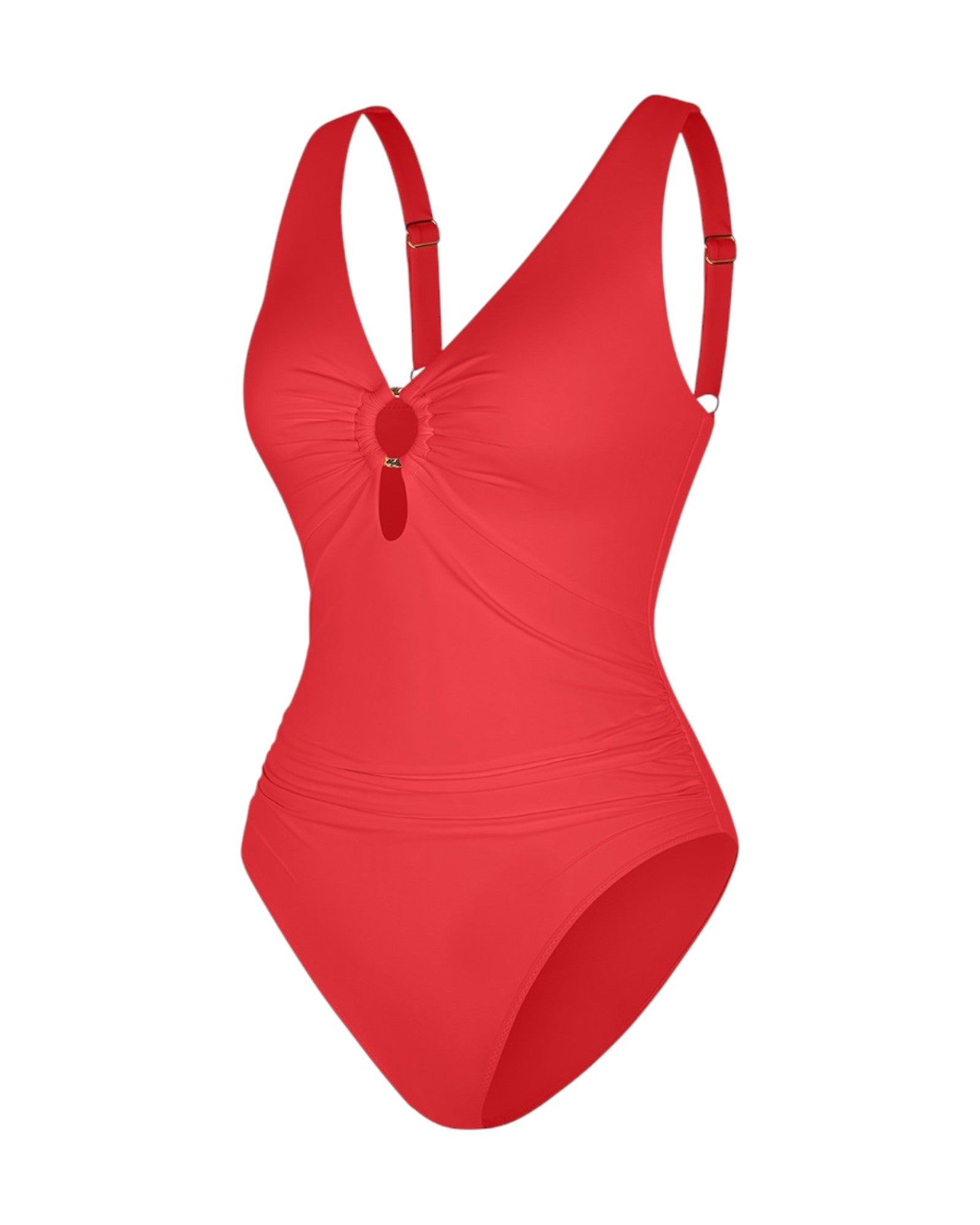 Pear Shapewear Solara Plunge One Piece Swimsuit Red 1