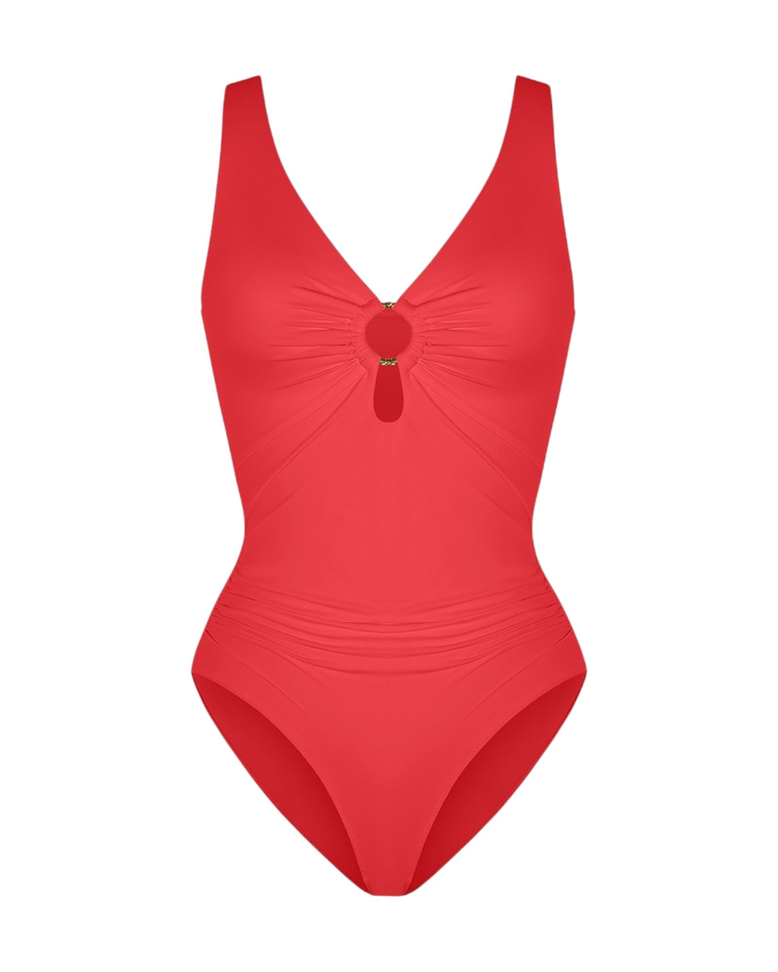 Pear Shapewear Solara Plunge One Piece Swimsuit Red 3