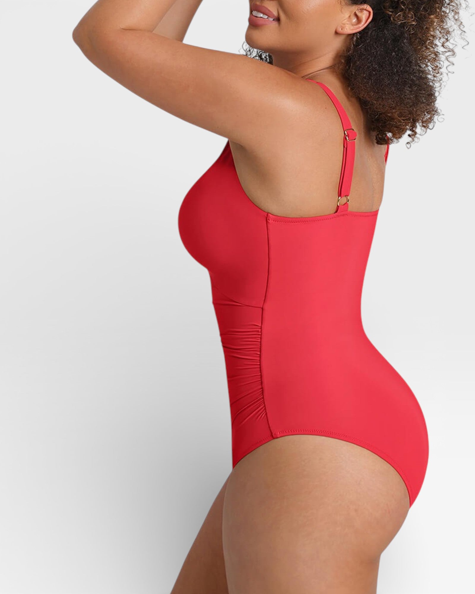 Pear Shapewear Solara Plunge One Piece Swimsuit Red 4