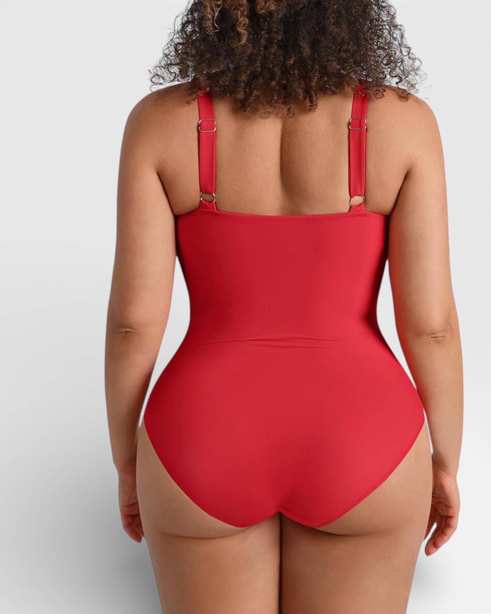 Pear Shapewear Solara Plunge One Piece Swimsuit Red 5