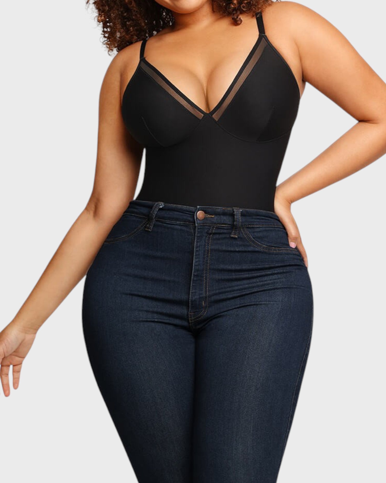 Pear Shapewear Tayla V-Neck Brief Bodysuit Black