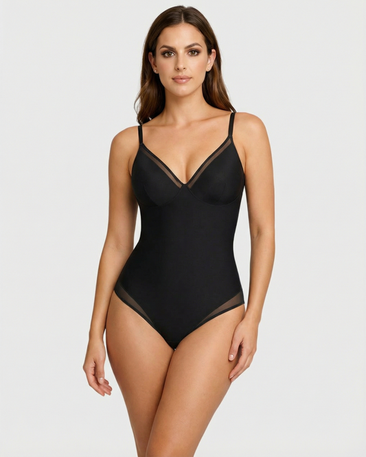 Pear Shapewear Tayla V-Neck Brief Bodysuit Black 7 1600