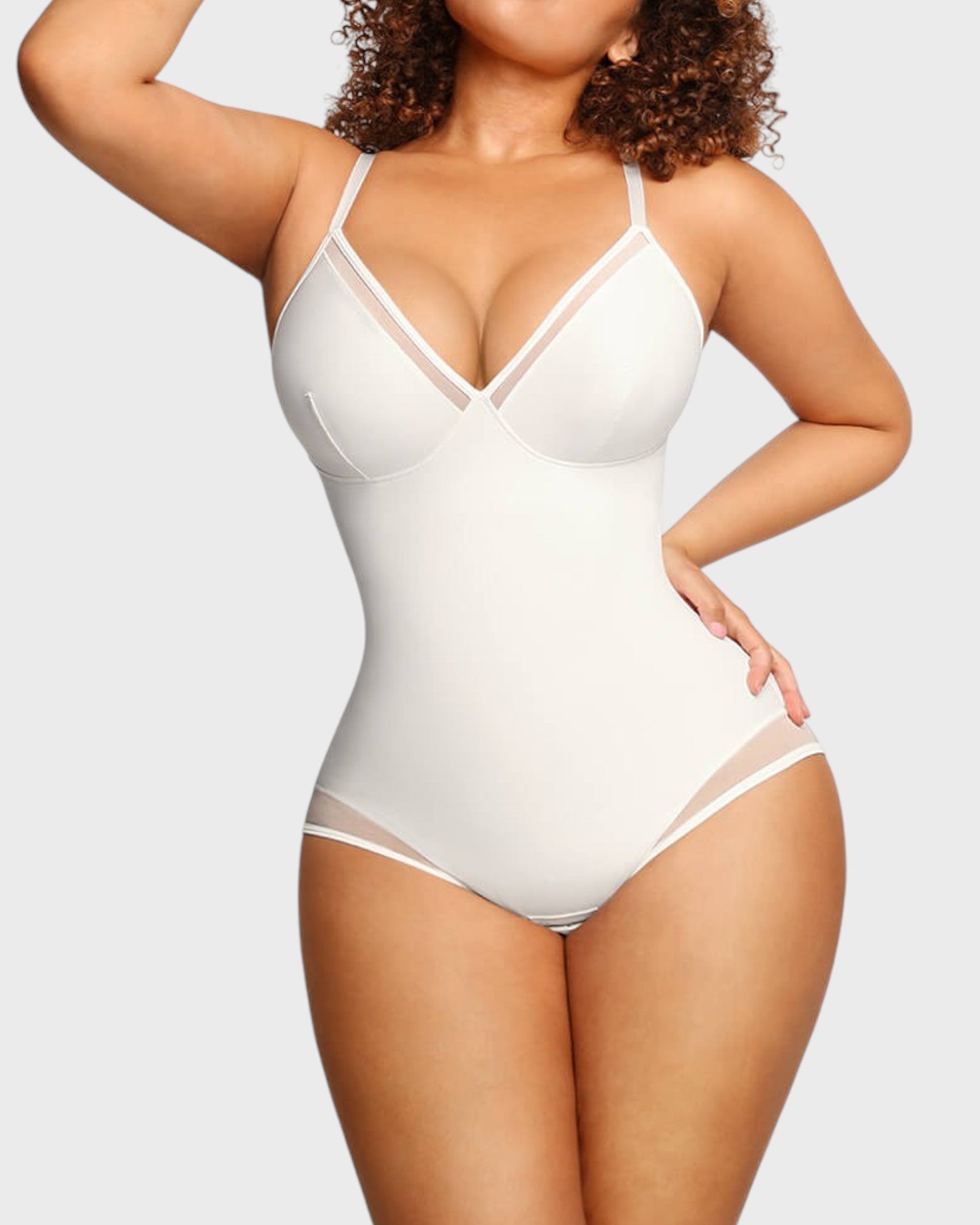 Pear Shapewear Tayla V-Neck Brief Bodysuit White