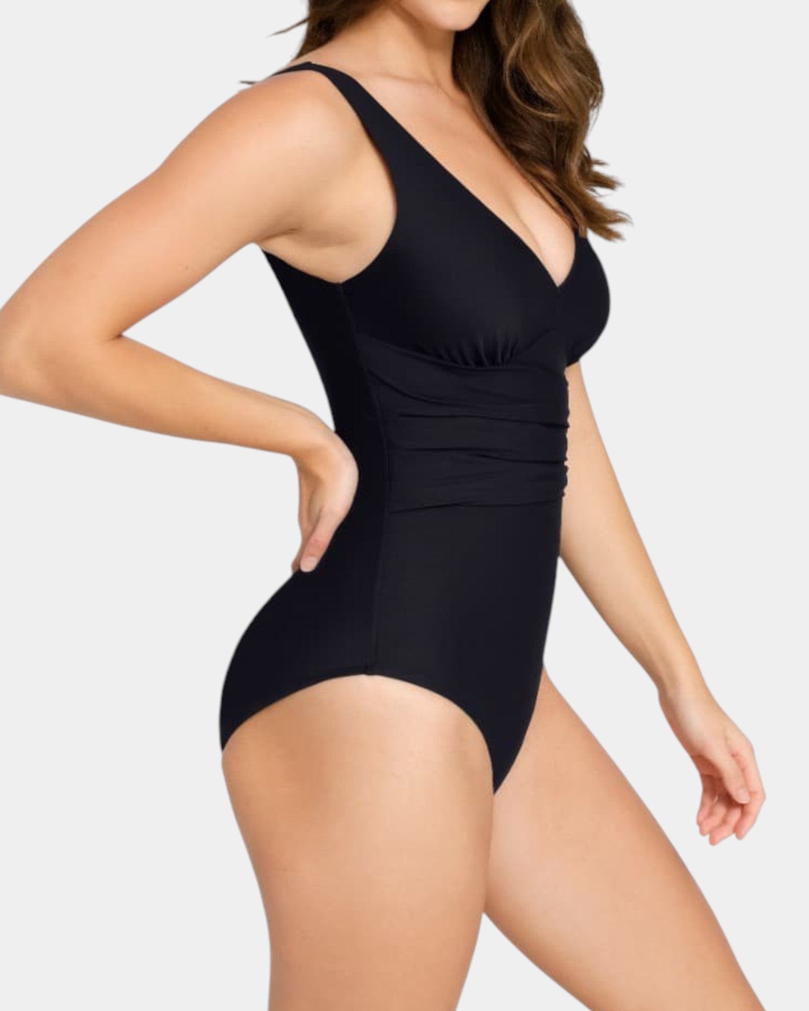 Pear Shapewear Tiffany Plunge One Piece Swimsuit Black