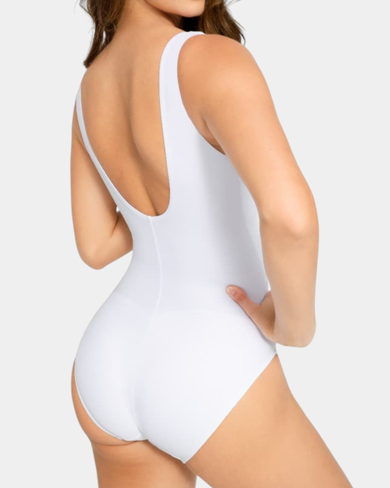 Pear Shapewear Tiffany Plunge One Piece Swimsuit White