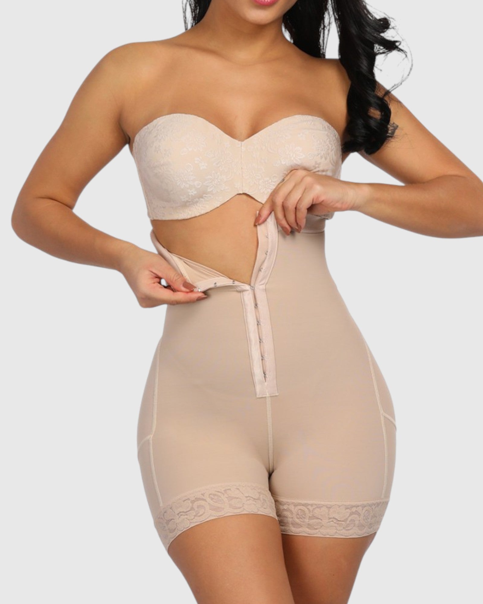 Pear Shapewear Tyler High-Waist Mid-Thigh Short Champagne Beige 4