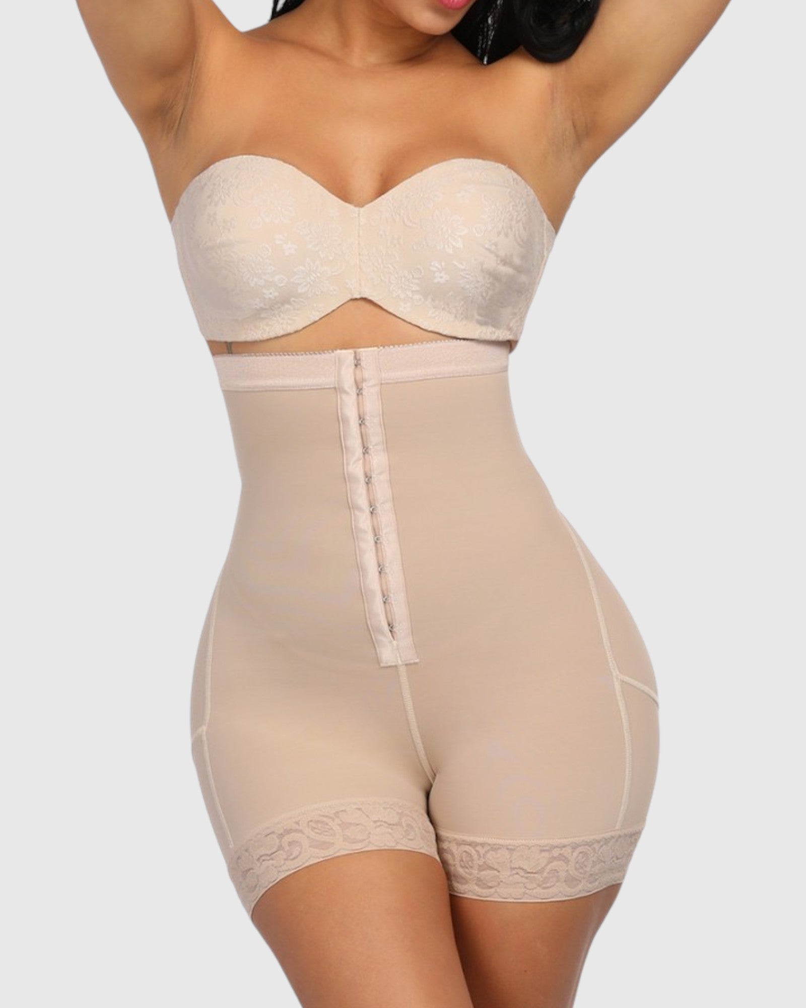Pear Shapewear Tyler High-Waist Mid-Thigh Short Champagne Beige 5