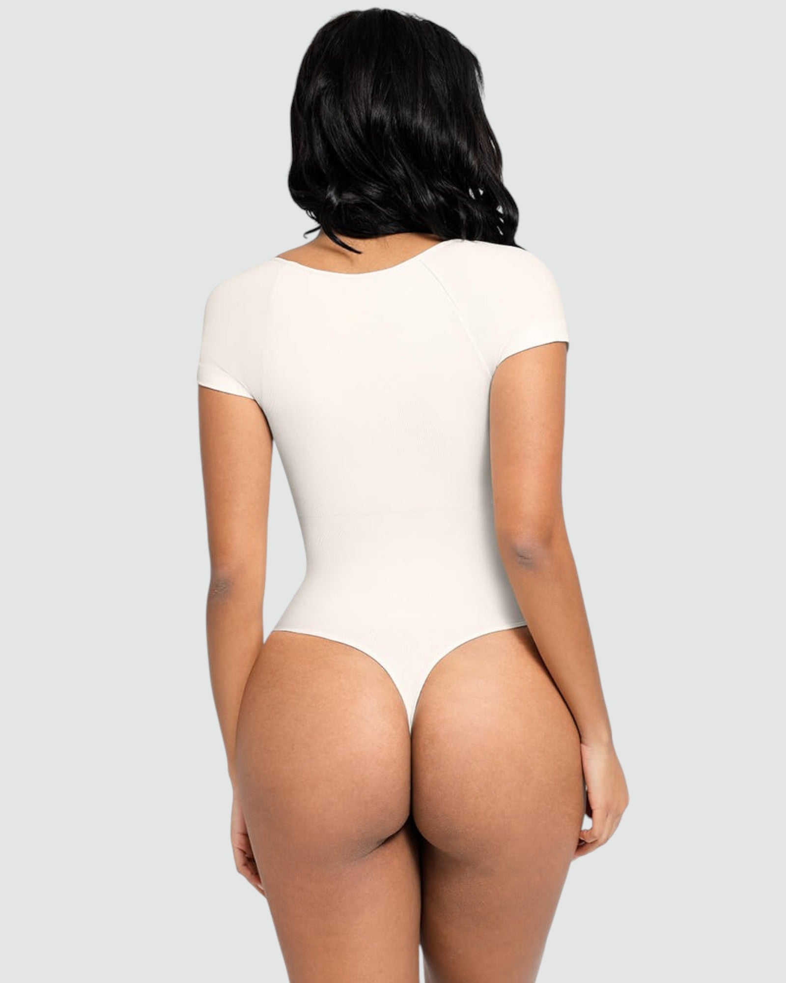 Pear Shapewear Zara Scoop Neck Thong Bodysuit White