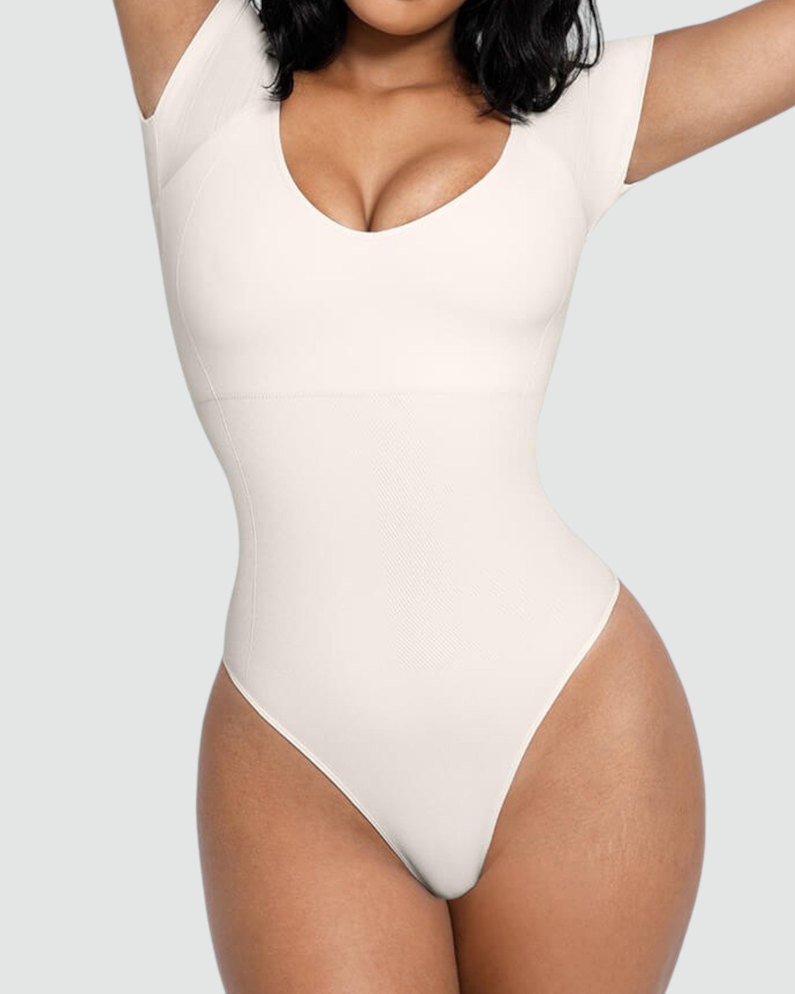 Pear Shapewear Zara Scoop Neck Thong Bodysuit White