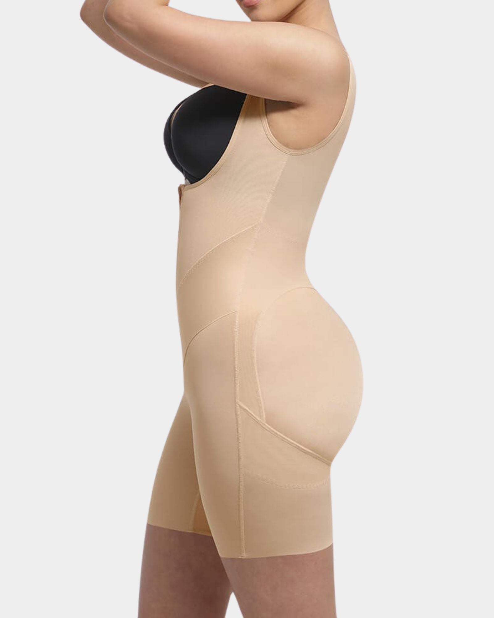 Raya Open Bust Mid-Thigh Bodysuit Beige 1
