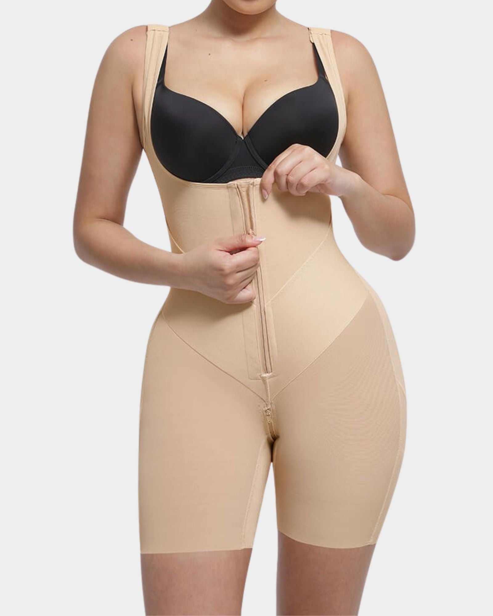 Raya Open Bust Mid-Thigh Bodysuit Beige 2