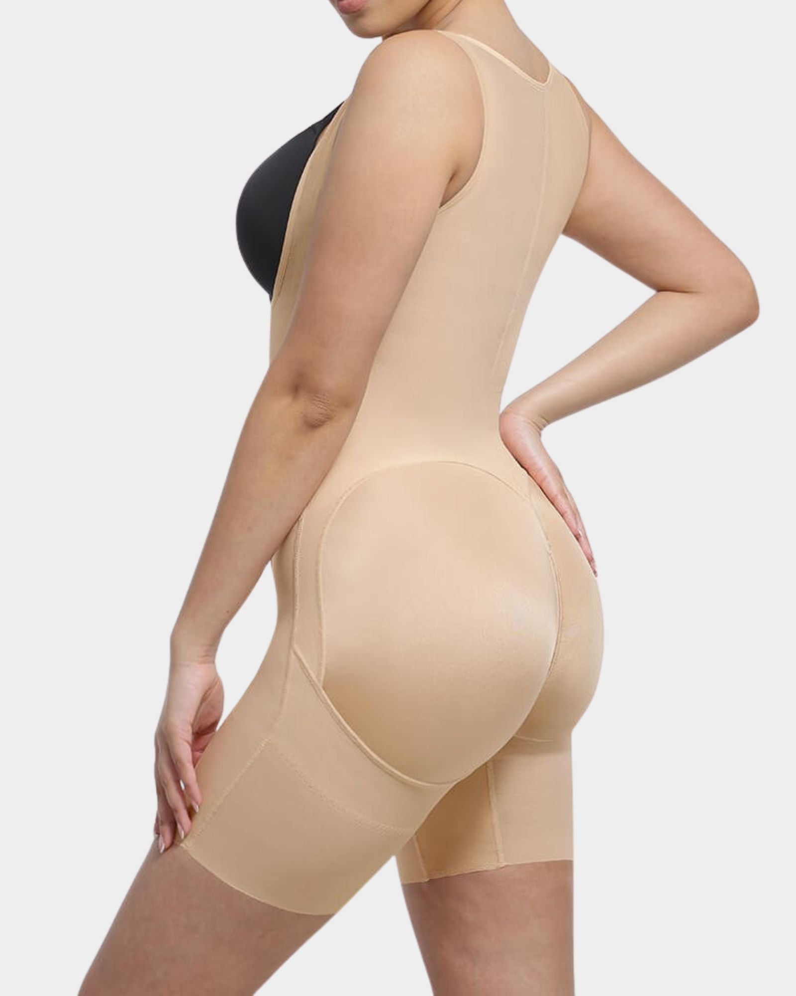 Raya Open Bust Mid-Thigh Bodysuit Beige 3