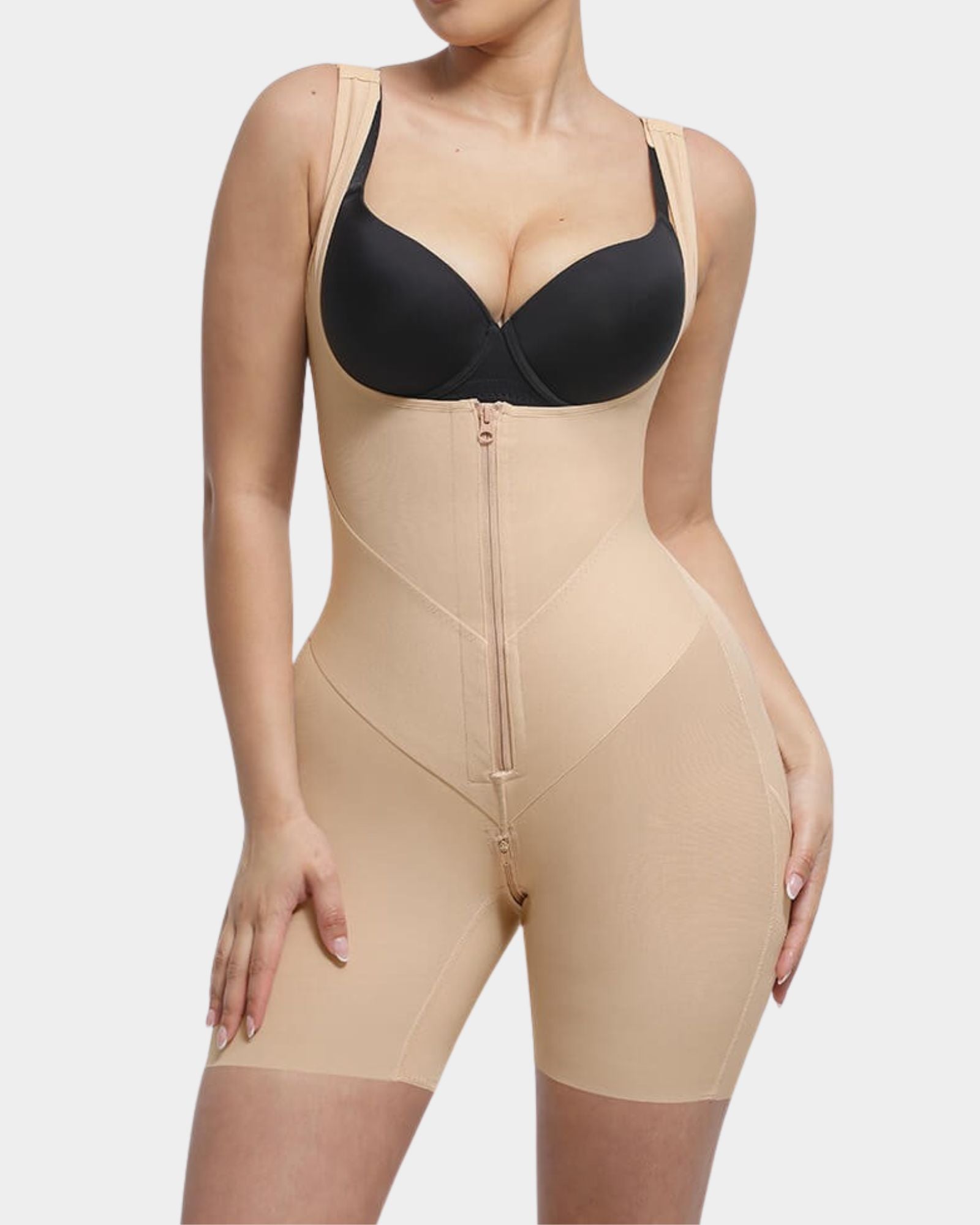 Raya Open Bust Mid-Thigh Bodysuit Beige 5