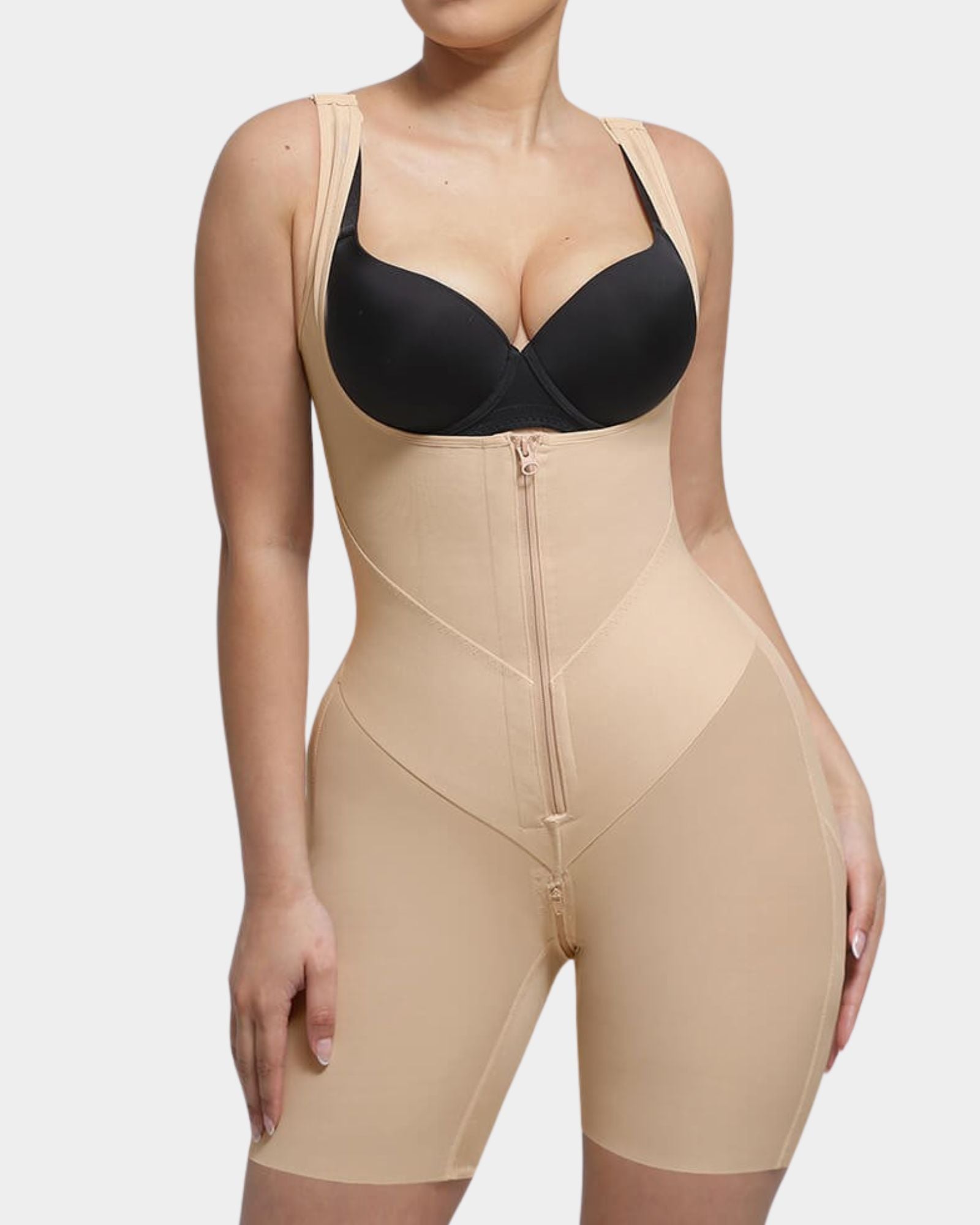 Raya Open Bust Mid-Thigh Bodysuit Beige 6