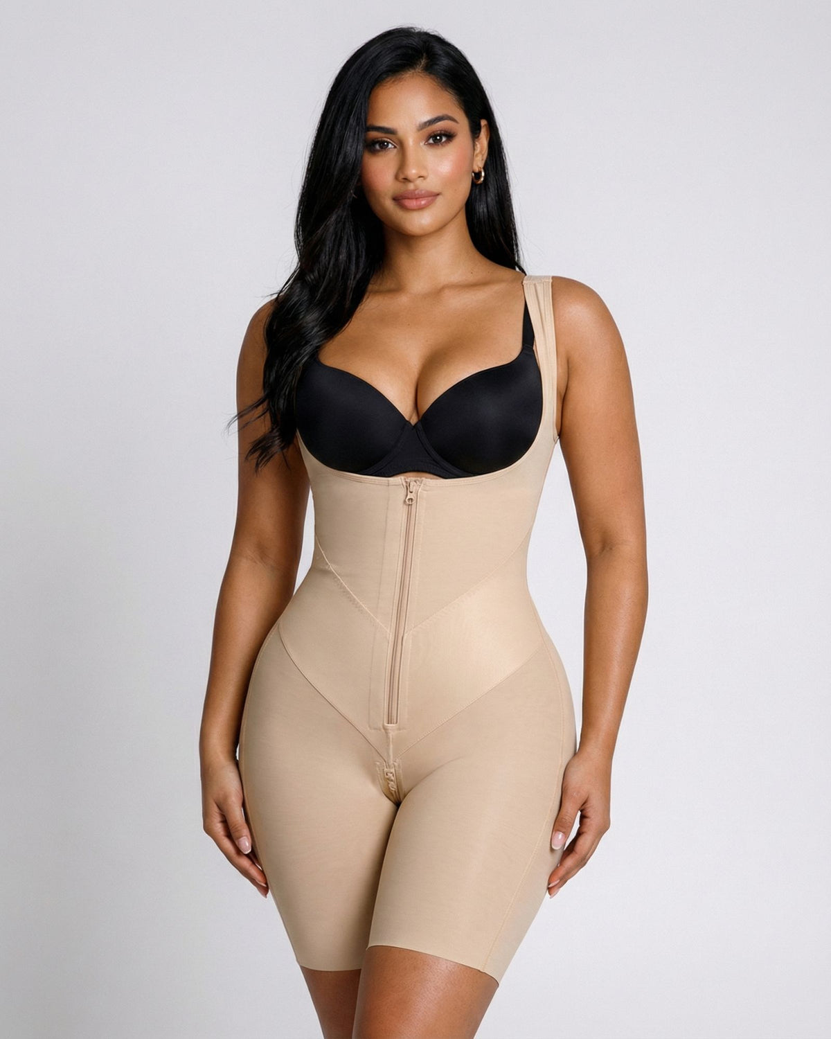 Raya Open Bust Mid-Thigh Bodysuit Beige 9